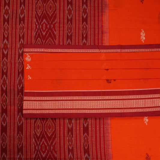 Orange Bomkai Cotton saree — view 2 of 5