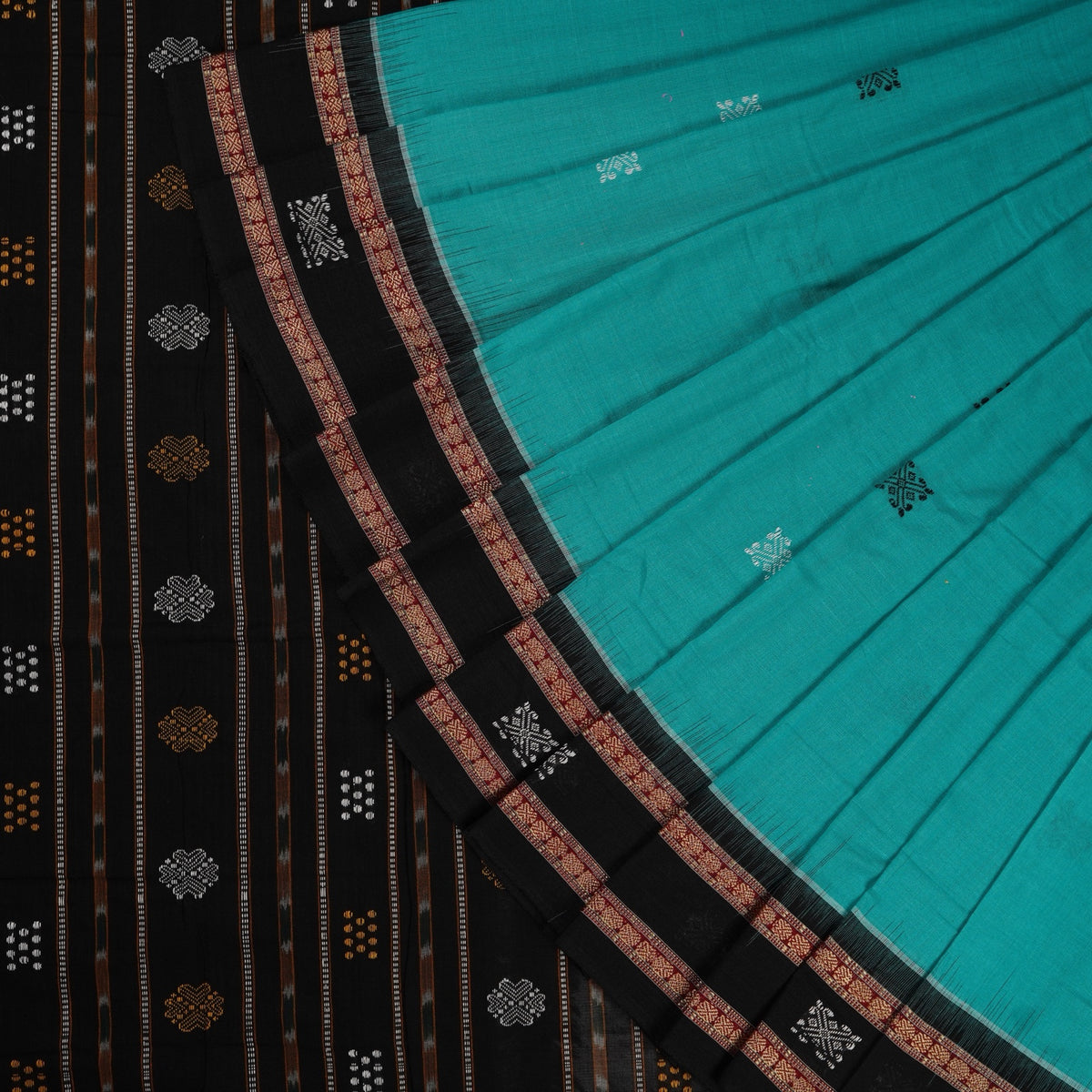 Green Bomkai Cotton saree — view 1 of 5