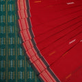 Red Bomkai Cotton Saree with Green Border P80-11-06257