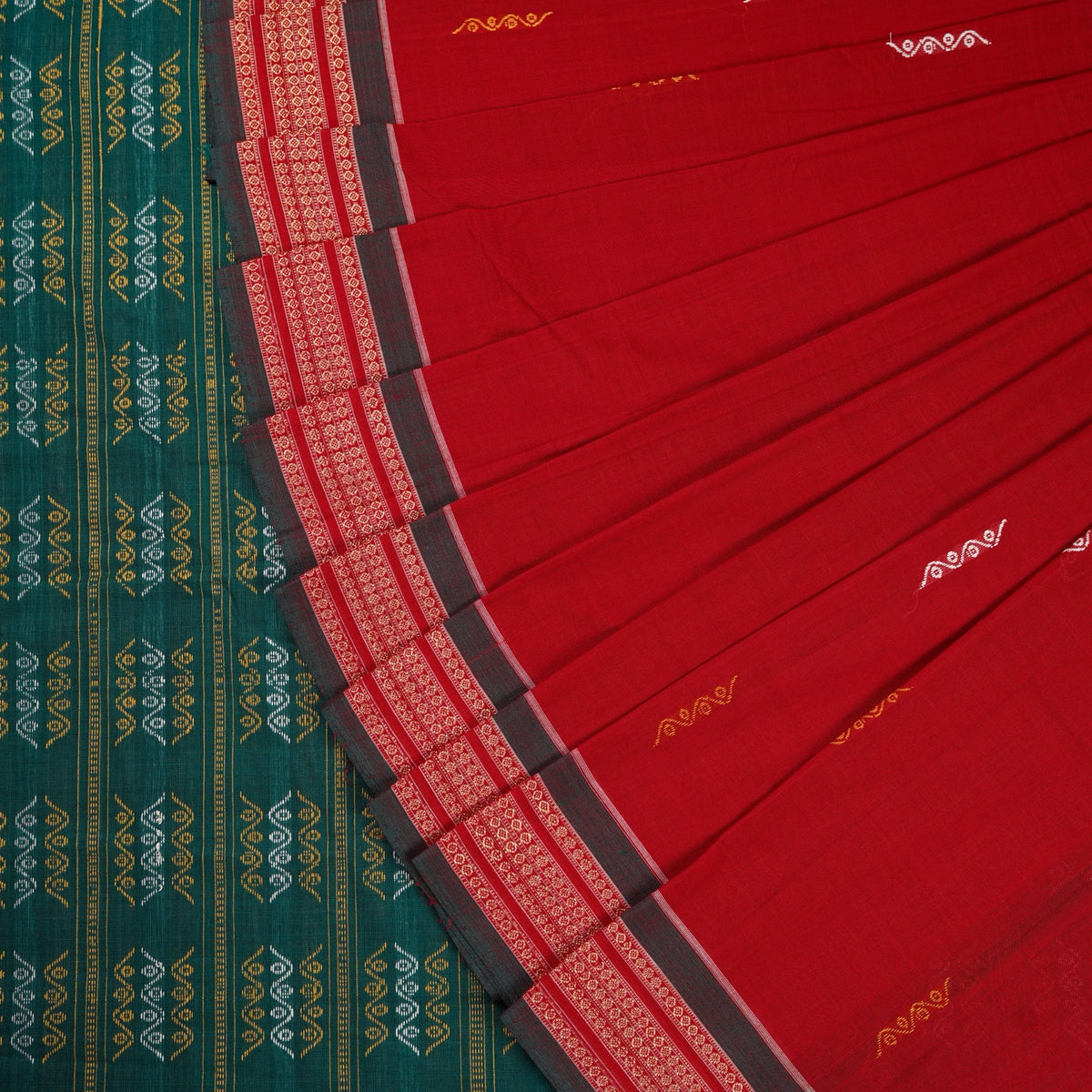 Red Bomkai Cotton saree — view 1 of 5