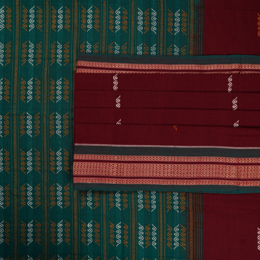 Maroon Bomkai Cotton saree — view 2 of 5