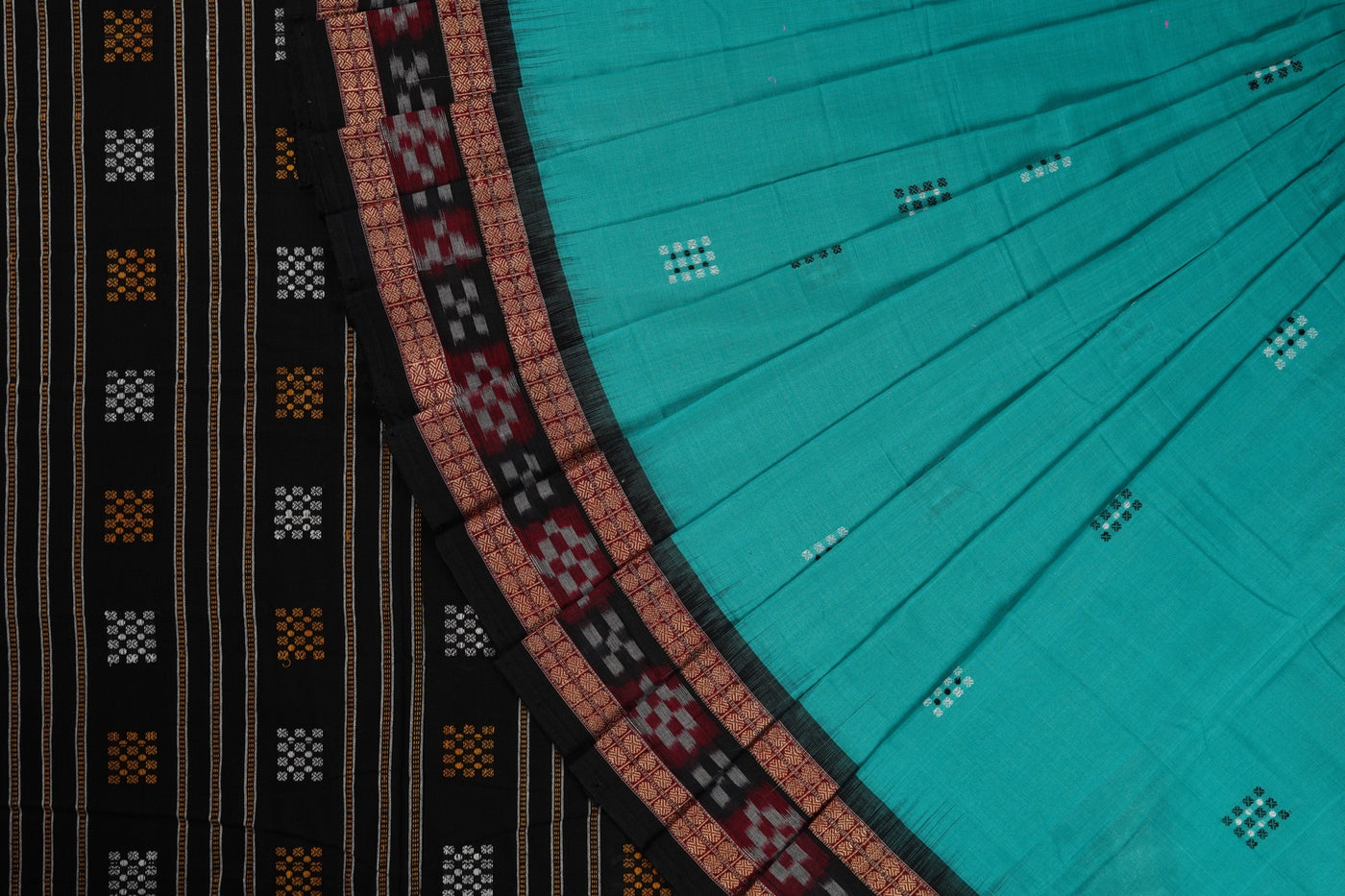 Green Bomkai Cotton saree — view 1 of 5