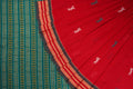 Red Bomkai Cotton Saree with Green Border P80-14-06260