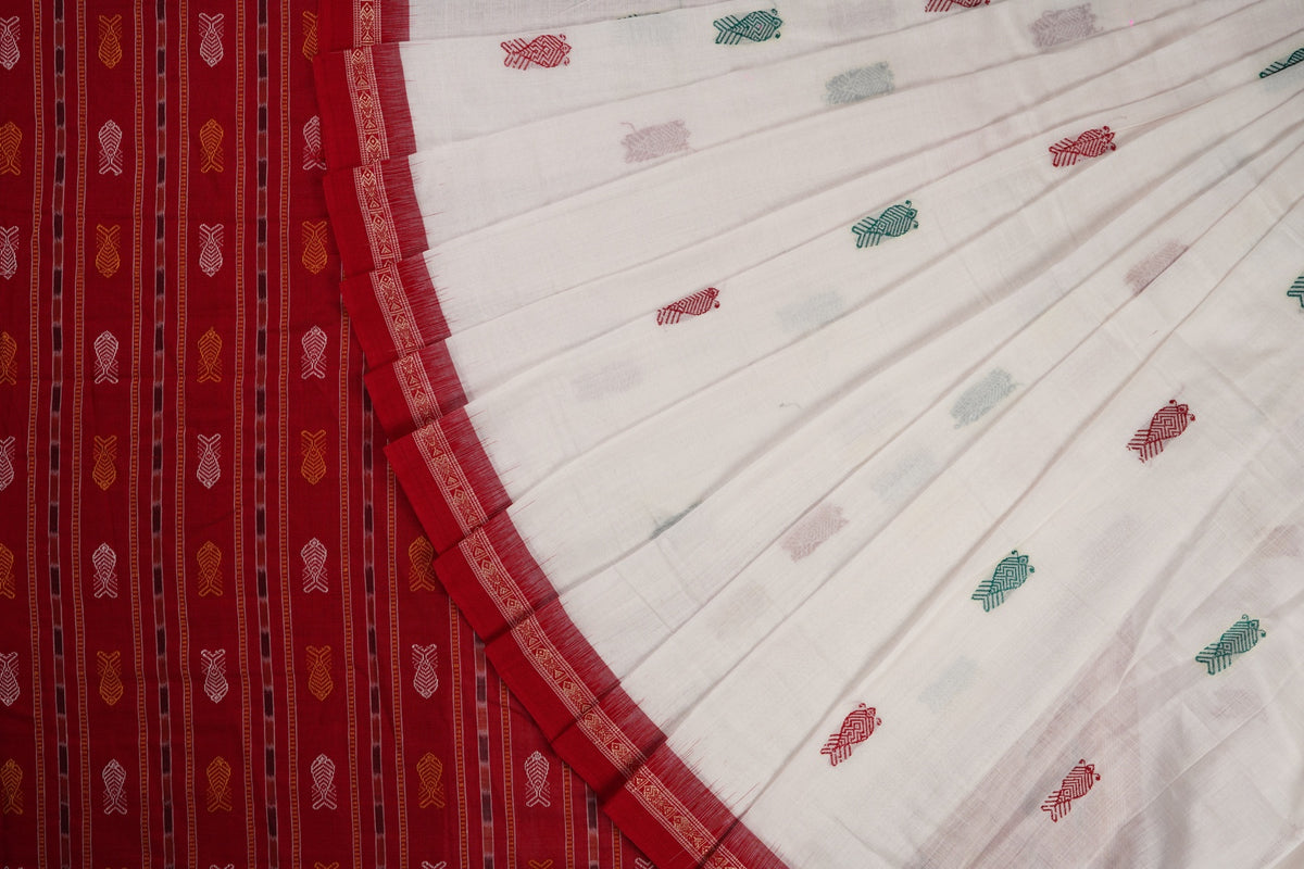 White Bomkai Cotton saree — view 1 of 5