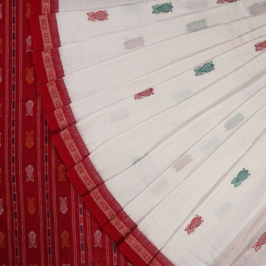 White Bomkai Cotton saree — view 1 of 5