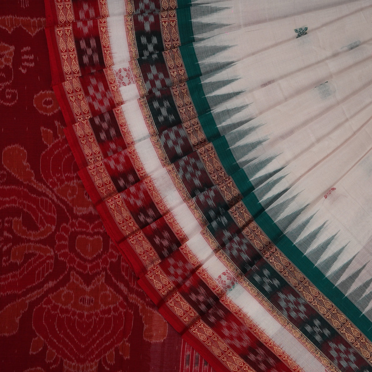 White Bomkai Cotton saree — view 1 of 5