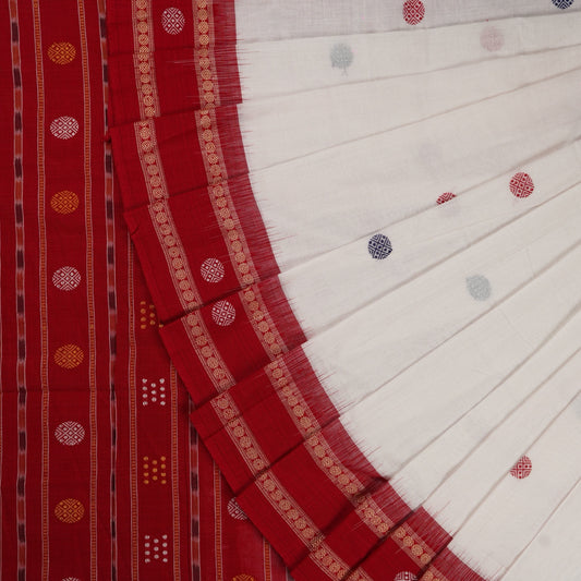 White Bomkai Cotton saree — view 1 of 5
