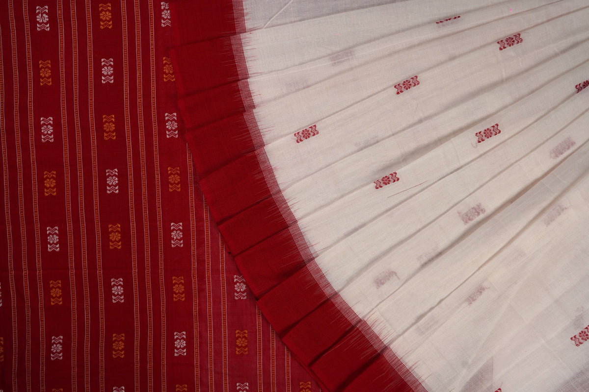 White Bomkai Cotton saree — view 1 of 5
