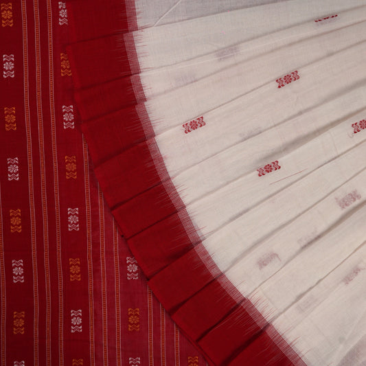 White Bomkai Cotton saree — view 1 of 5