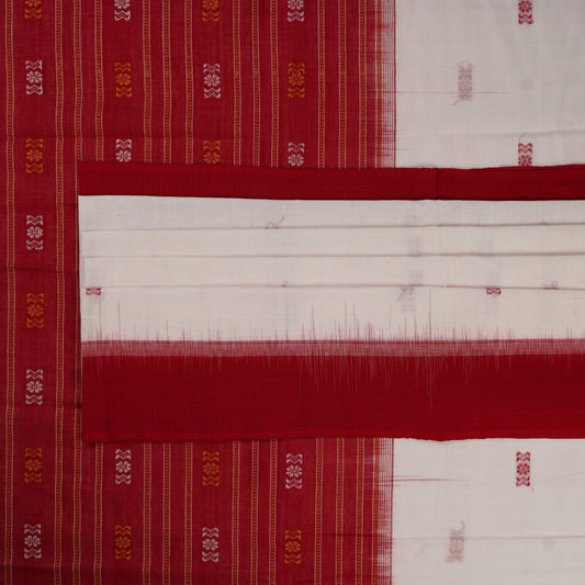 White Bomkai Cotton saree — view 2 of 5