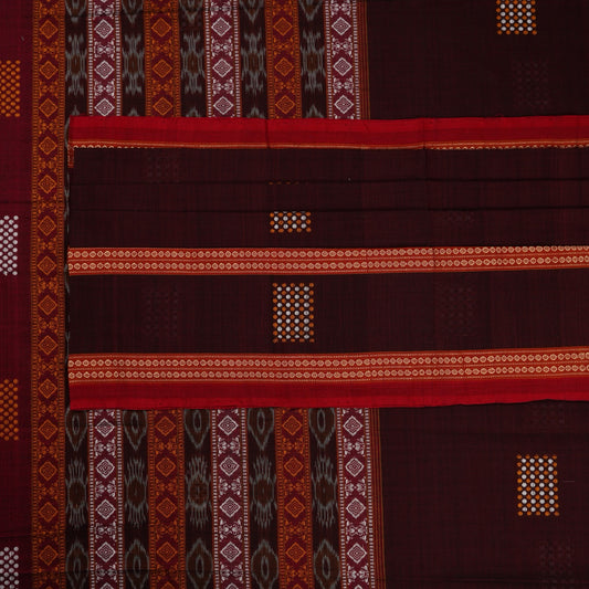Maroon Bomkai Cotton saree — view 2 of 5