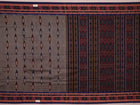 Full view of the grey cotton Bomkai saree with blue butta patterns