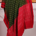 Green Sambalpuri Cotton Dupatta with Red Border