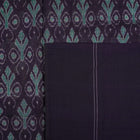 Full product layout of the grey and blue Sambalpuri cotton saree showing body motifs and pallu detail.
