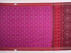 Full length view of the pink and red Sambalpuri cotton saree displaying the complete motif design.