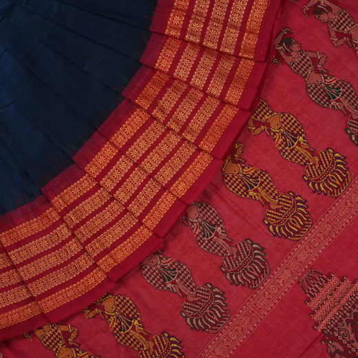Bomkai Cotton Saree - Blue