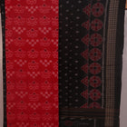 Close-up of the red and black Pasapalli pattern cotton blouse piece for Sambalpuri dress material.