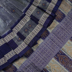 Handloom Grey Bomkai Silk Saree with Blue border
