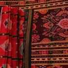 Red and black silk Khandua saree with Nabakothi pattern, styled or draped view showing the overall look.