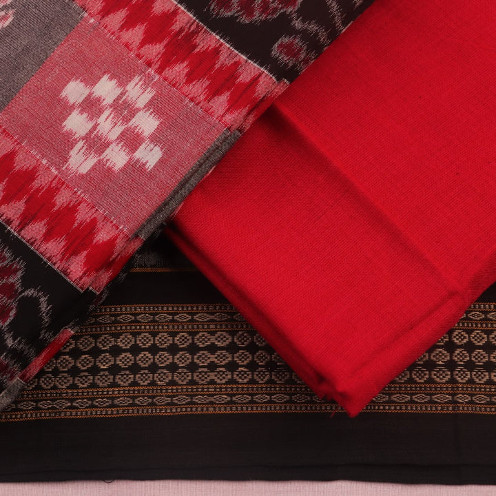Detail of black cotton Sambalpuri Pasapalli dress material blouse piece.
