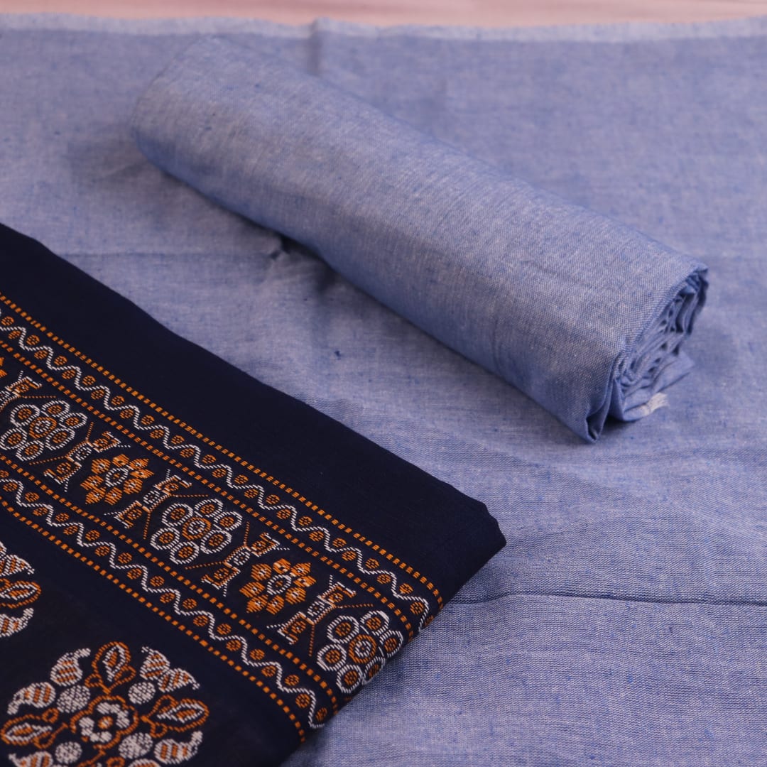 Matching Bomkai cotton blouse piece in maroon and pink, featuring coordinating butta pattern.