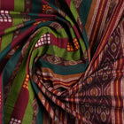 Full layout view of the multi-color striped Sambalpuri cotton saree with red border and pallu