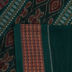 Full view of a red and green Bomkai cotton saree with a butta pattern