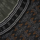 Elegant model drape of the grey and black Sambalpuri cotton saree showcasing traditional handloom motifs.