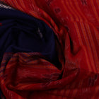 Blue cotton Bomkai saree with red butta pattern, full view
