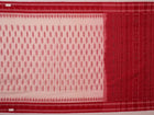 White and red cotton Sambalpuri Saree with motifs, elegantly draped.
