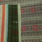 Full view of a green cotton Sambalpuri handloom Saree featuring butta pattern.