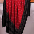 Red Sambalpuri Cotton Dupatta with Black Border B10-26-05518