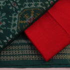 Green & red motif blouse piece detail for Sambalpuri cotton dress material.