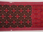 Full view of the red and multicolor Sambalpuri cotton saree displaying the entire Pasapalli layout