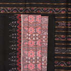 Full layout of the grey and black Sambalpuri cotton saree showcasing the complete weave and design.