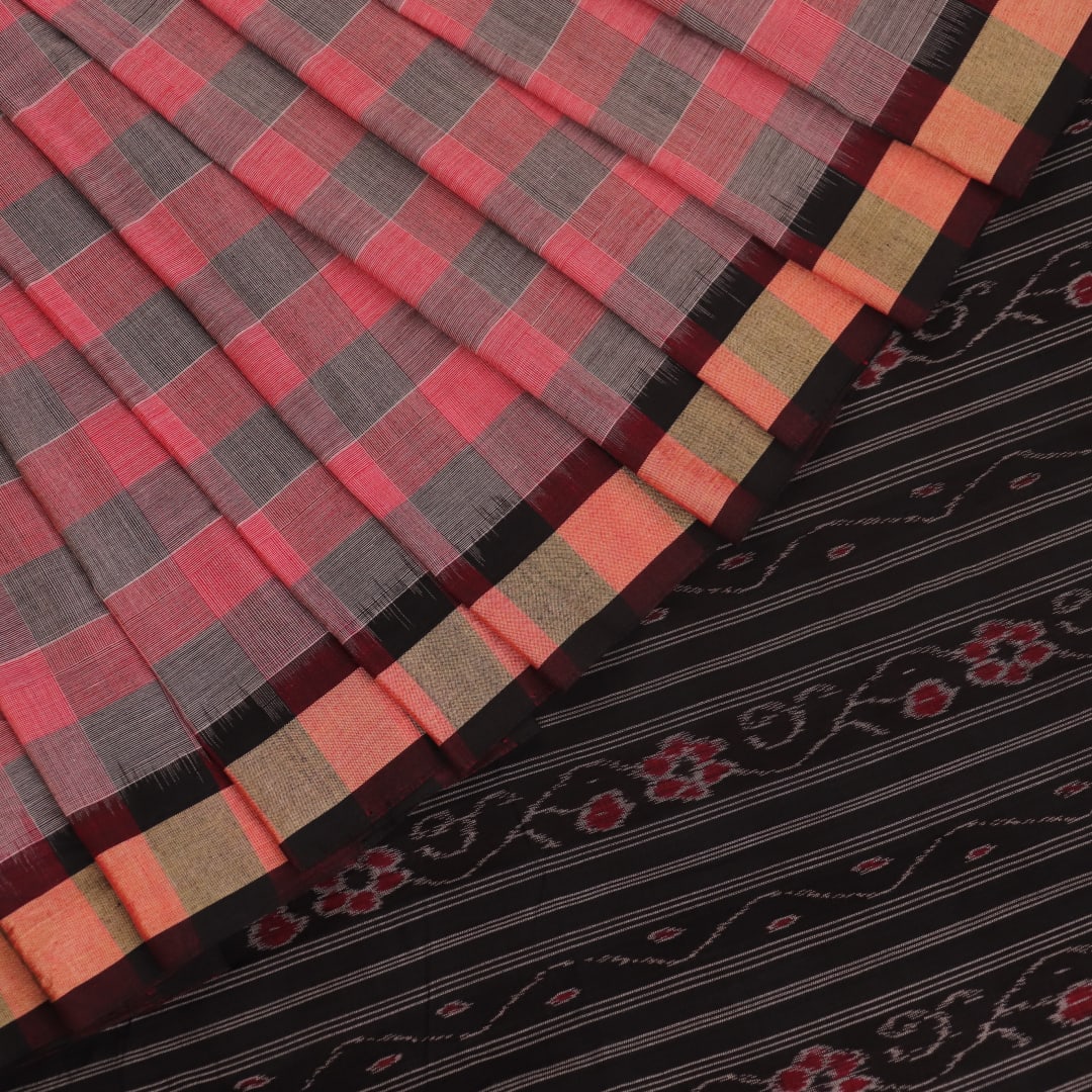 Handloom Multi-Color Sambalpuri Cotton Saree with Black border