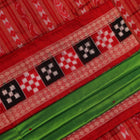 Close-up view of light green Pasapalli pattern woven on silk Sambalpuri saree fabric