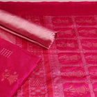 Handloom Pink Bomkai Silk Dress Material with Peach border