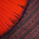 Full layout of the orange Sambalpuri cotton saree with blue border and pallu, highlighting the design.