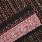Full layout of the grey and black Sambalpuri cotton saree showcasing the complete weave and design.