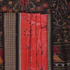 Full layout view of a rust and black Sambalpuri cotton saree displaying the complete body pattern and motifs.