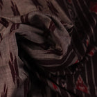 Elegantly draped grey Sambalpuri cotton saree with maroon motifs.