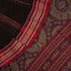 Full layout of brown and red Bomkai cotton saree showing the complete butta body, border, and intricate pallu.