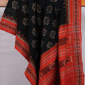 Black Sambalpuri Cotton Dupatta with Rust Border