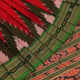 Red and green Khandua silk saree draped, showcasing the overall look and fall.