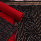 Handloom Black Sambalpuri Cotton Dress Material with Red border