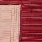 Entire white and maroon striped Sambalpuri cotton saree laid out.