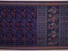 Full view of a blue Sambalpuri cotton saree with black motifs