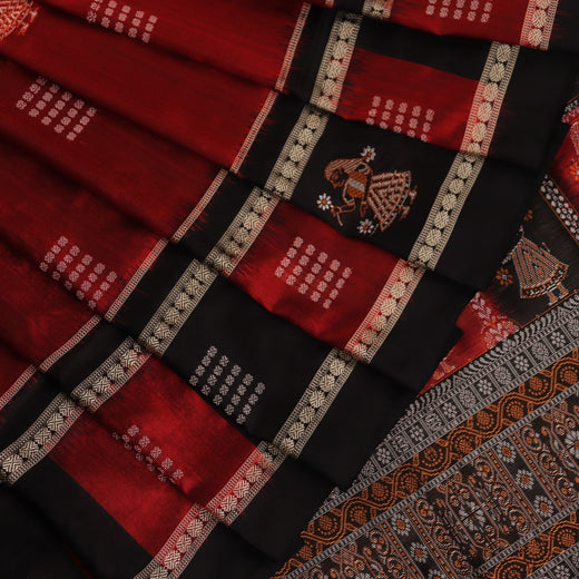 Bomkai Silk Saree - Maroon