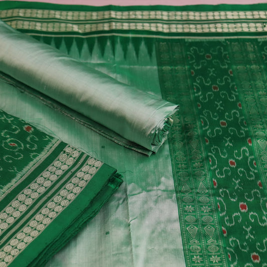 Handloom Green Sambalpuri Silk Dress Material with Green border